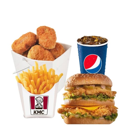 Menu Frit, Pepsi, Burger, Beignet