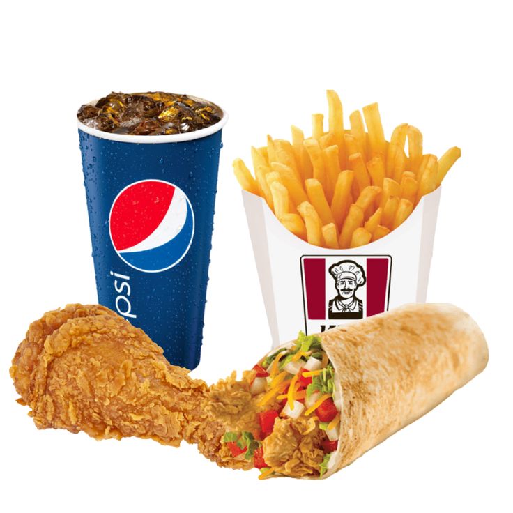 Menu Frit, Pepsi, Shawarma, Poulet